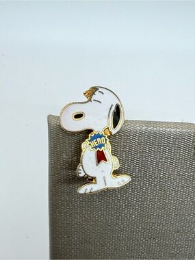 Vintage 1970s Aviva Snoopy “Hero” Enamel Cloisonné Lapel Pin Peanuts